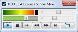 Express Scribe playback options box, with playback speed control.